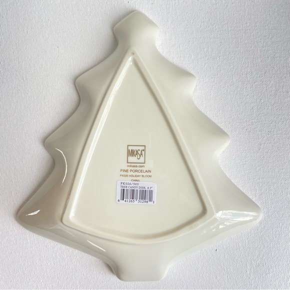Mikasa Holiday Bloom porcelain Christmas Tree candy dish poinsettia holly pine - Picture 6 of 9
